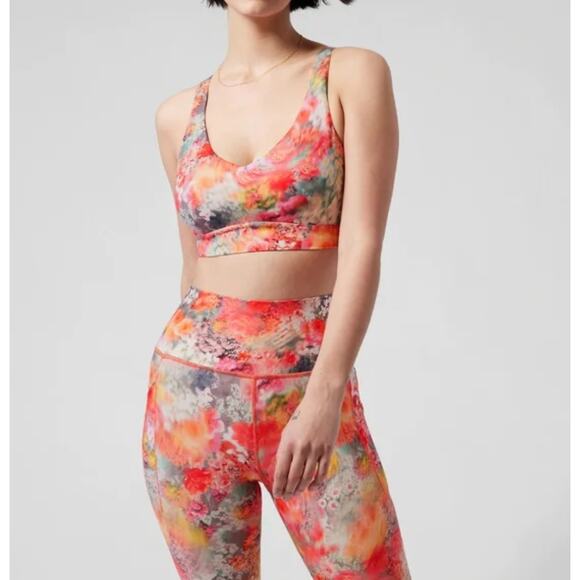 NWT Athleta Solace Bra A-C Renewed Blossom Pink Strappy Wireless Small‎ - Picture 1 of 8